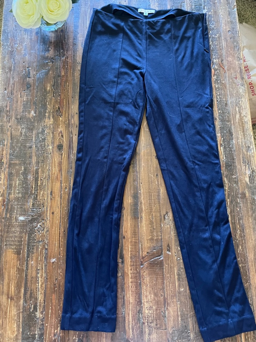 CAbi Newport Navy Blue Fitted Straight-Leg stretch Slacks/Pants Sz 6